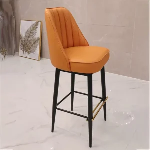 013 PU Leather Bar Chair Gold Cross Footrest Stable High Kitchen Island Stool Tall Bar Stool for Commercial Restaurant Home