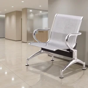 1 Seater Beam Chair Cold Rolled Steel Perforated Back 52cm Seat Width Chrome Armrest Waiting Room Hospital Bulk Order MOQ 30