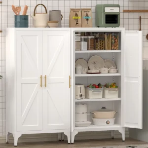 1.2m High Metal Storage Cabinet with 3 Adjustable Shelves Steel Cabinet for Home Office
