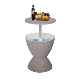 10 Gallon Cooler Bar Table with Telescopic Tabletop 3 in 1 Coffee Table Ice Bucket