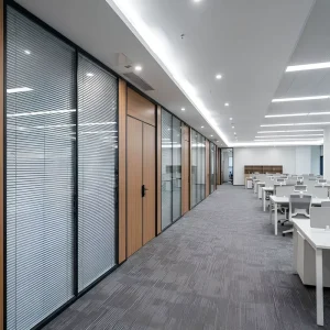 100mm Double Glass Partition with Motorized Louvers for Libraries Laboratories and Government Buildings