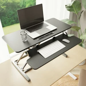1010MM Size Modern Electric Wood Standing Desk Converter Height Adjustable Riser Workstation for Office Building Home Desks