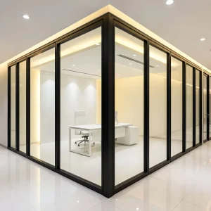 108mm 4 in 1 Modular Aluminum Glass Partition Noise Reducing Wall for Rapid Construction in Offices &Bank Lab Library