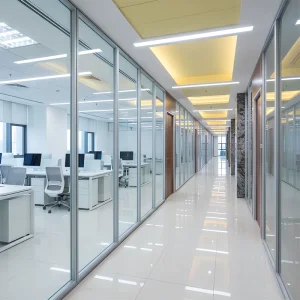 108mm 4 in 1 Modular Aluminum Glass Partition System for Modern Offices Bank Lab Library