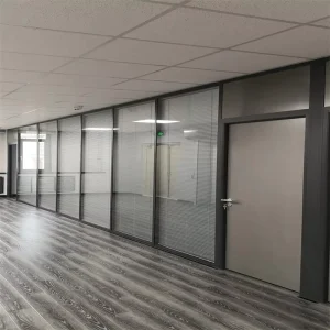 108mm Aluminum Frame Double Glass Partition with Built In Louvers Sturdy Noise Reducing Glass Wall ForLab Library Office Build