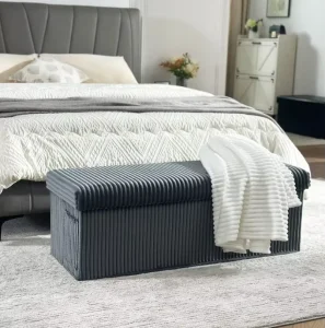 110*38*38cm Corduroy Modern Custom Design Foldable Storage Stool Ottoman Bench for Home Use Bedroom Livingroom Entry School