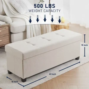 110*38*38cm Extra Large Nonslip Leg Linen Fabric Luxury Modern Livingroom Furniture Storage Bench Stool Ottoman