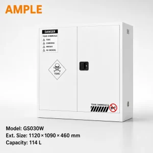 114L 30 Gallon Toxic Chemical Safety Cabinet White Steel Double Door Storage Cabinet for Laboratory Hospital