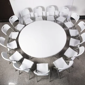 12 Seater 72 Inch 180cm Banquet Hotel Dining White Plastic Round 6ft Folding Tables and Chairs for Events