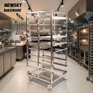 12-layer Thickened Square Tube Stainless Steel Baking Tray Trolley Hotel Bakery Drying Rack with Wheels Tray Storage Rack