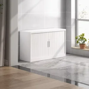 1200mm Extra Wide 750mm Tall Modern SPCC Steel Tambour Door Roller Shutter Storage Cabinet for Balcony and Living Room Sideboard