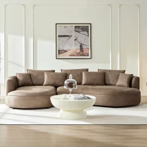 128.74 Inch Modern Sectional Curved Sofa Couch for Living Room Leathaire Upholstered 5 Seat Sofa Couch