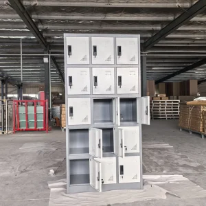 15 Doors Steel Bag Locker Metal Shoes Storage Cabinet for Gym Staff Employees Personal Items Lockable Cabinet