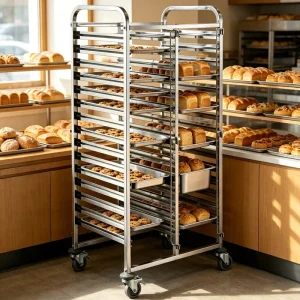 15 Tier Detachable Heavy Duty Double Row Restaurant Stainless Steel Gastronorm Rack Trolley for 30 GN Pans