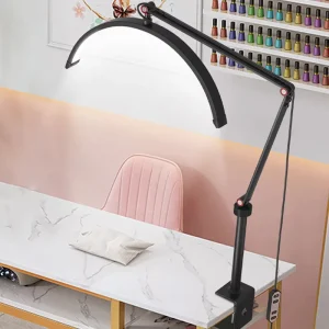 16 Inch Brightness Nail Desk Lamp Table Stand LED Ring Light Beauty Salon Extension Half Moon Light for Lash Tattoo Eyelash