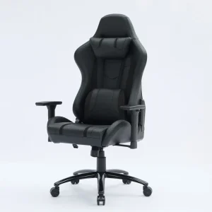 180 Degree Reclining Pc Chair Ergonomic Lumbar Pillow Black PU Leather Gaming Chair with 2D Armrests