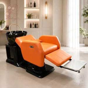 180 Degree Rotation Head Spa Shampoo Chair Steam Water Circulation Shampoo Unit with Swivel Chair and Electric Backrest Leg Rest