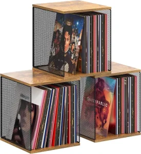 1Cube Metal Record Storage DIY Stackable Crates for Household Items Durable Album Storage