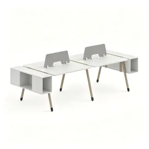 2 4 6 Person Office Workstation Desk with Under desk Storage Boxes Fabric Partitions for Staff Area