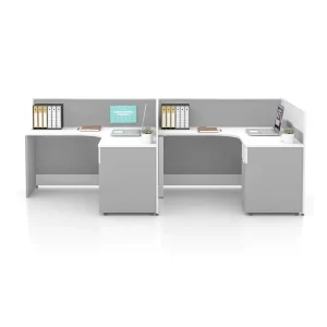 2 4 Person Modern Ergonomic Office Workstation with Partition Wood & Metal Frame 5 Year Warranty