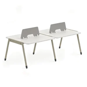 2 4 Person Modern Office Workstation Staff Desk with Privacy Screens Shared Metal Frame with Power Socket