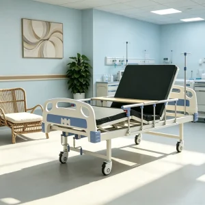 2 Crank Manual Home Care Nursing Bed Adjustable Medical Bed with Dining Table for Elderly Care and Rehabilitation Center