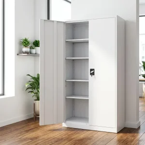 2 Door Filing Cabinet Steel Durable Cabinet with 4 Adjustable Shelves Metal Storage File Cupboard Cabinet Office Furniture