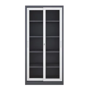 2 Door Metal Filing Cabinet Wardrobe Sliding Glass Door Bookshelf Office Storage Metal Filing Cabinet