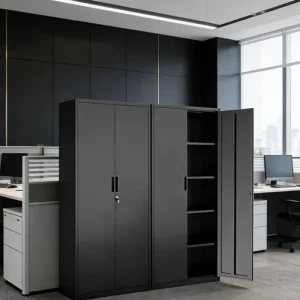 2 Door Modern Office Metal Storage File Cabinet 4 Rack Lockable Durable Steel Home School Warehouse Workshop