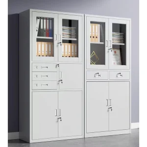 2 Doors Glass Storage Cabinet Archive Lockable Steel Filing Office Cabinets