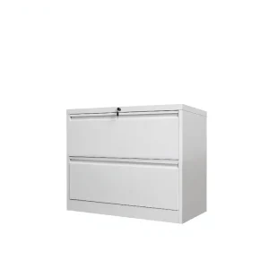 2-Drawer Detachable Cabinet, Goose Neck Handle, Gray-White, Wide, Lockable with 1 Key, Metal Office Storage for Files & Vouchers