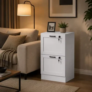 2 Drawer Filing Cabinet with Lock Metal Handle Storage Unit for Office
