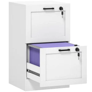 2 Drawer Filing Cabinet with Lock White
