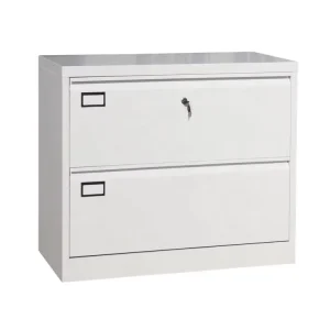 2 Drawers Metal Filing Cabinet Lockable Document Storage Cupboard Lateral White Cabinet for School Office Hospital