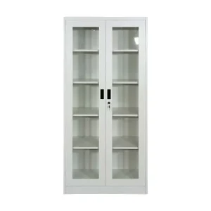 2 Glass Door Steel Filing Cabinet Bookshelf Commercial Furniture Metal File Archive Storage Cabinet