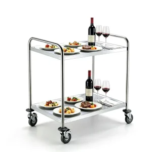 2 Layer Heavy Duty Catering Food Service Restaurant Kitchen Trolley Mobile Kitchen Food Cart with Wheels