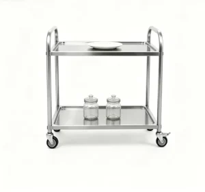 2 Layer Stainless Steel Dining Trolley Kitchen Equipment Food Transport Cart Commercial Catering Serving