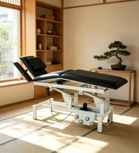 2 Motor Rehabilitation Treatment Table with Dual Side Round Foot Bar Control for Physiotherapy