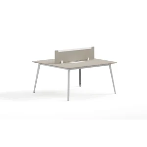 2 Person Double Sided Steel MDF Composite Open Office Desk Detachable Partition Screen Customizable Size Rounded Corners Modern