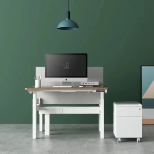 2 Person Workstation Table Metal Iron Back to Back Standing Office Bench Desk with Face to Face Sitting Standing Desk