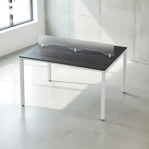 2 Personas Workstation Office Desk Escritorio 120x120x75cm Long Office Table with Reflective Metal Legs for Modern Look