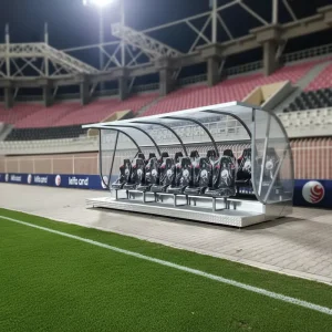 2 Row Elite Substitute Bench Portable Football Dugouts Player Bench with Auto Seats for Football Clubs DPY VIP 2 24 Seats