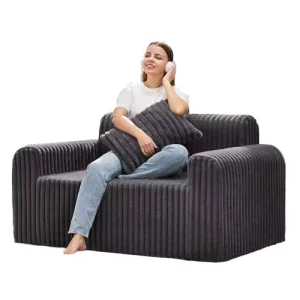 2 Seater Foam PU Leather Sofa Small Spaces Removable Cover Fluffy Pillows Living Room Bedroom Apartment Office Dark