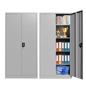 2 Swing Door Modern Adjustable Steel Filling Cabinet Garage Office Gray Steel 2 Door Cabinets for Storage