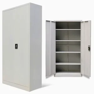 2 Swing Doors Steel Storage Filing Cabinet Metal Adjustable Shelves with Lightning Lock