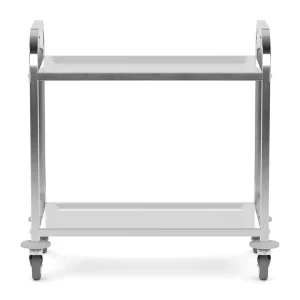2 Tier Rolling Utility Cart Stainless Steel Kitchen Trolley with Locking Wheels for Restaurant Hotel Salon Beauty Nail Spa