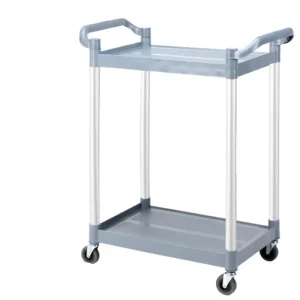 2 Tiers Plastic Hotel and Restaurant Utility Trolley Cart with Four Wheels