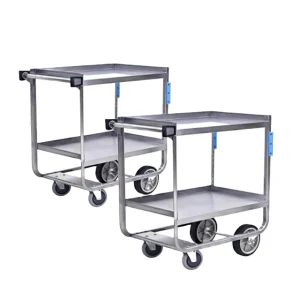 2 Tiers Stainless Steel Hotel Kitchen Dining Room Food Service Cart Trolley