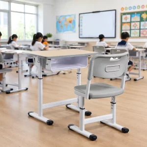2 in 1 Kids Study Table Chair Combo Adjustable Height Telescoping Leg Ergonomic Design for Home School Training Center Preschool