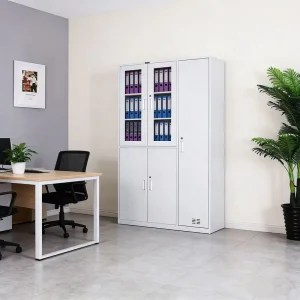 2 in 1 Lockable Steel File Locker Cabinet Heavy Duty and Large Capacity for Office School Factory and Staff Room